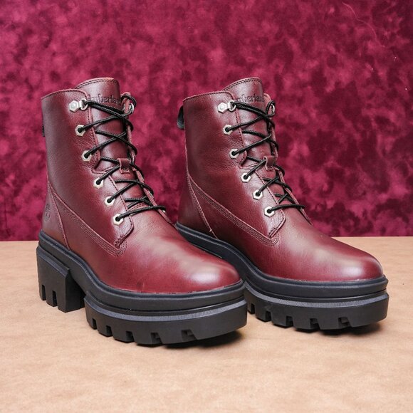 Timberland Women Everleigh Burgundy Leather Festival Platform Lace